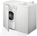 Negrari 6008S mueble para lavadero 109 x 60 x 94 cm - Resina blanca con cubierta reversible - Instalación de suelo - Mueble moderno para fregadero y cuarto de lavado