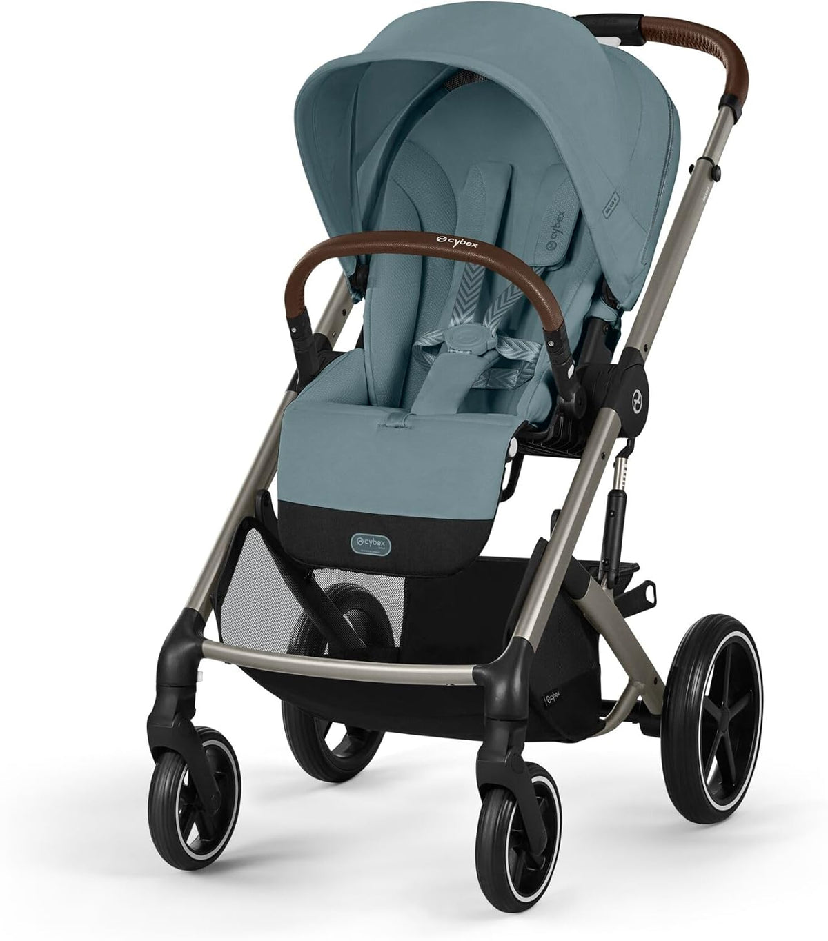 CYBEX Gold Balios S Lux silla de paseo - Desde nacimiento hasta 4 años y 22 kg - Arnés con una mano y reclinación ergonómica - Stormy Blue plegable con marco ligero