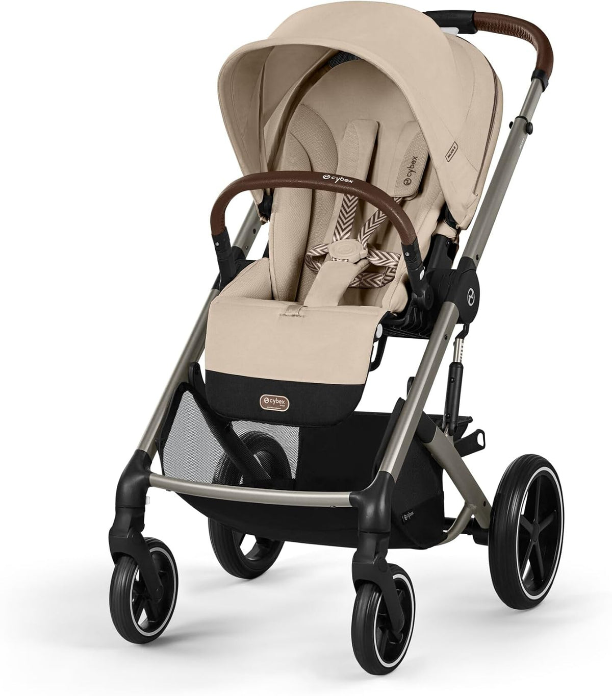 Cochecito para bebé - Aluminio metal plástico y poliéster color Almond Beige - Arnés de una mano y reclinado ergonómico - Desde nacimiento hasta 22 kg