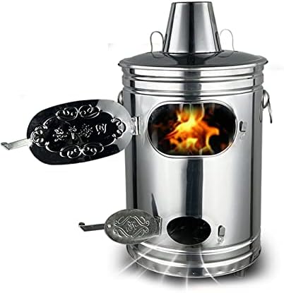 Incinerador de jardín con chimenea - Acero inoxidable con ventilación - Para hojas papel y residuos vegetales - Incluye gancho para fuego y uso exterior