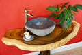Encimera de lavabo 6 x 100 x 50 cm - Madera maciza de acacia acabado natural - Borde rústico semicircular - Instalación en pared para baño