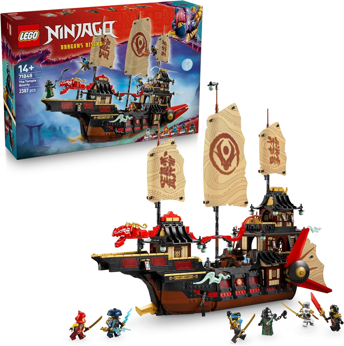 LEGO Ninjago Bounty del Templo barco interactivo 2387 piezas 6 minifiguras Cole Zane Nya juguete fantasia construccion regalo 71848