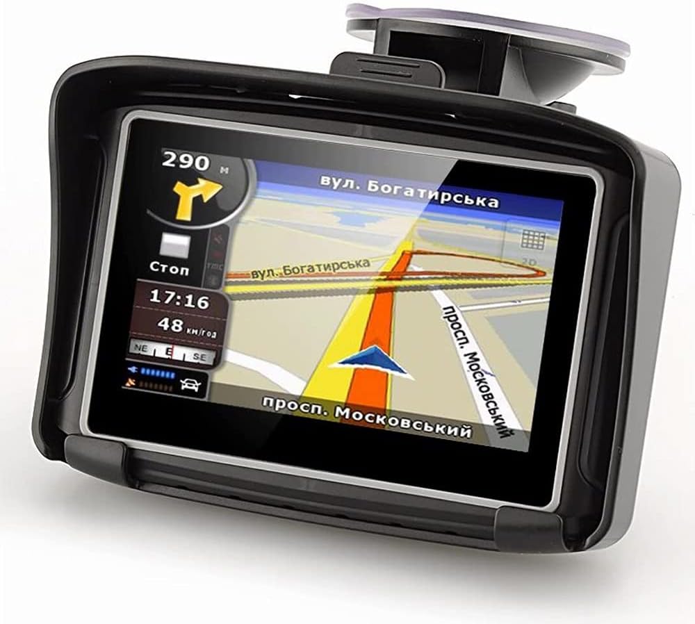 Navegador GPS moto 4.3 pulgadas IPX7 - soporte motocicleta y cubierta equipo - guía voz paso a paso