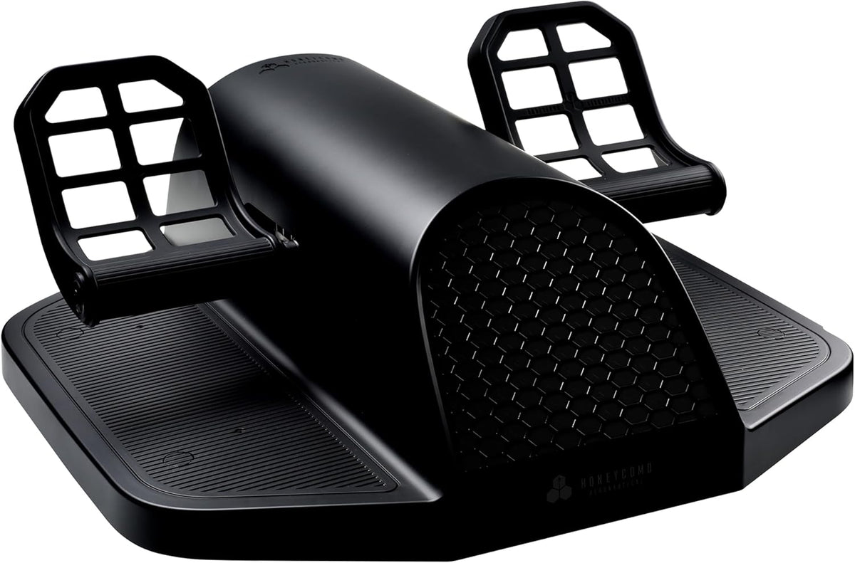 Pedales timón simulador vuelo negros - USB para PC con sensores Hall - control de frenos ajustable