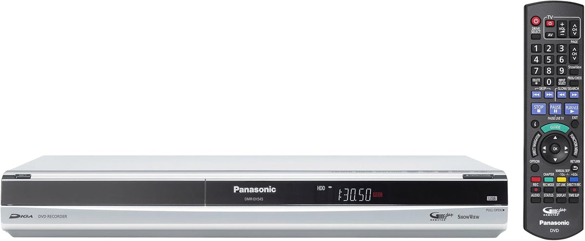 Panasonic DMR EH545 Grabadora DVD Disco Duro 160GB HDMI 1080p USB DivX Sistema Multimedia Hogar Reproductor Video Digital Plata - Panasonic DMR EH545 Grabadora DVD 160GB HDMI - Grabador de Video con Disco Duro y Upscaling 1080p