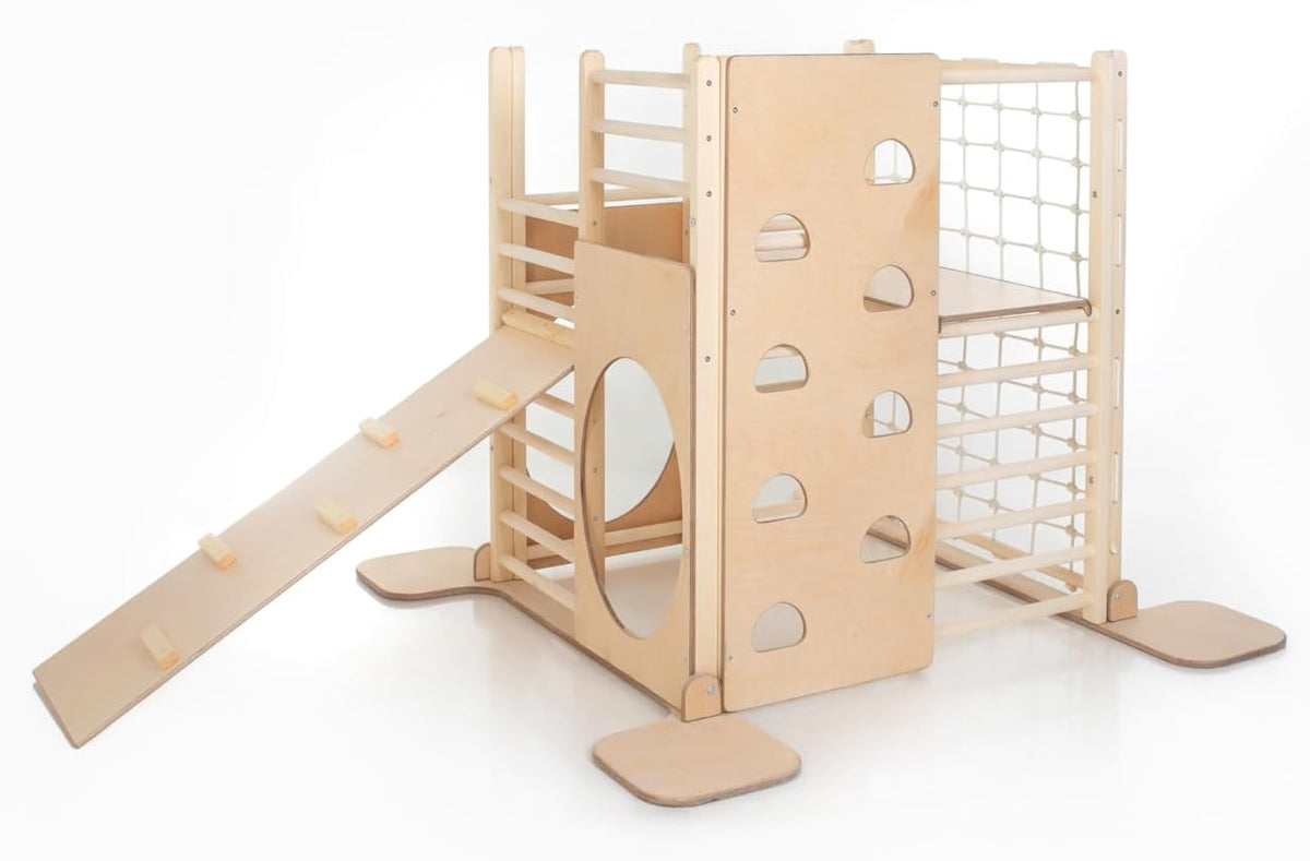 HomeForDreams Torre de Escalada Montessori Cuadrada de Madera Plegable con Accesorios para Juego Infantil Interior