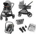 Maxi-Cosi Zelia S Trio cochecito bebé 3 piezas - Desde nacimiento hasta 4 años y 22 kg - CabrioFix S i-Size y arnés 5 puntos - Plegable gris con bolso cambiador