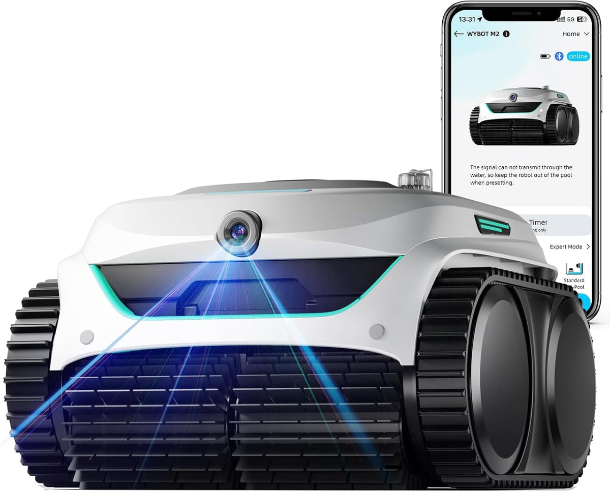 WYBOT C2 Vision AI Robot limpiafondos - Cámara integrada para fondo y paredes hasta 180 m2 - Filtración de dos capas y motor sin escobillas - Autonomía de 180 min con control por aplicación