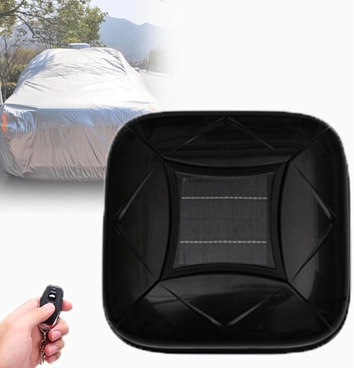 Hydravex Cubierta automática para coche - Material sintético negro con toldo solar - Sistema retráctil rápido para sedán SUV y MPV - Dispositivo antirrobo integrado