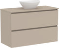 Baikal Klay mueble de baño suspendido 100 cm - 2 cajones con lavabo cerámico sobre encimera - Mueble montado color Visón - Armario de baño para almacenamiento
