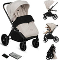 Cochecito infantil plegable - Aluminio y poliéster beige - Respaldo y reposapiés ajustables con ruedas giratorias 360 - De 6 a 48 meses hasta 22 kg