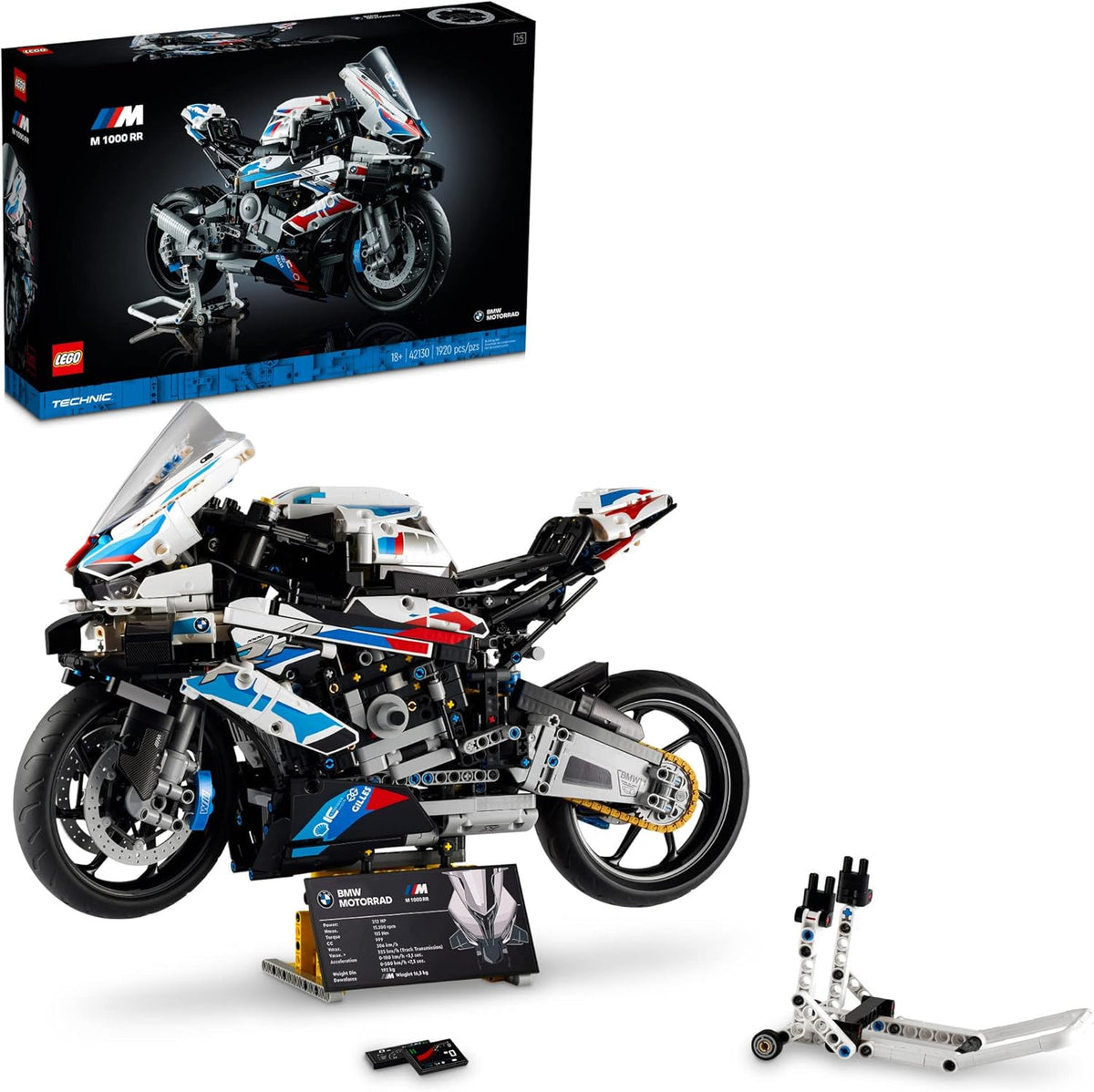 LEGO Technic BMW M 1000 RR motocicleta maqueta construccion 1920 piezas coleccion adulto moto deportiva display