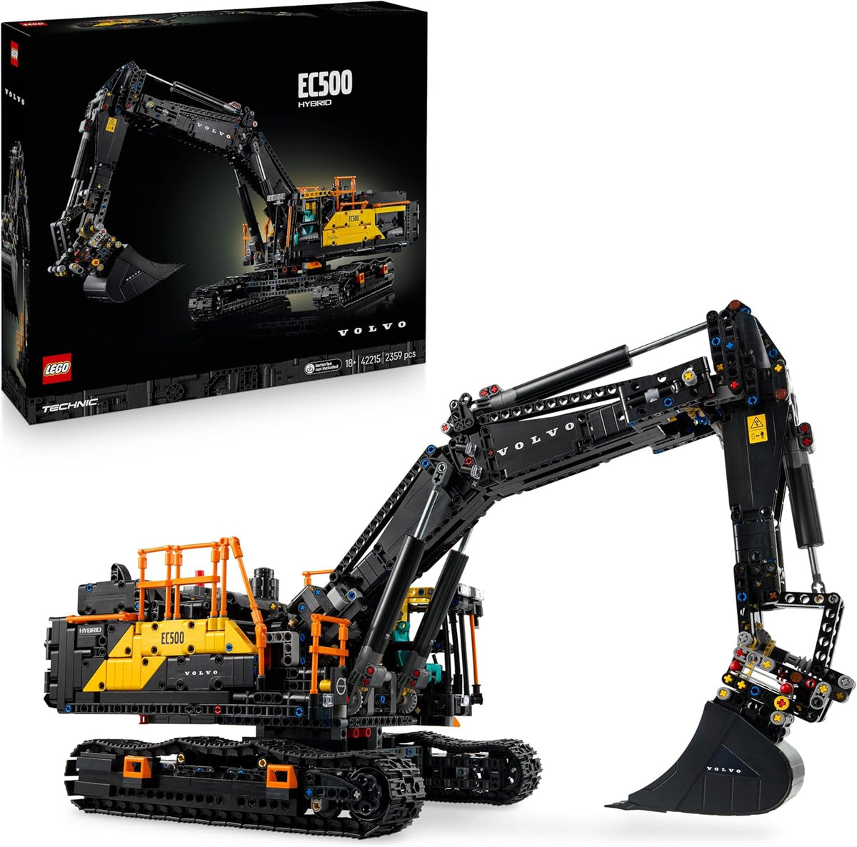 LEGO Technic Excavadora Volvo EC500 Hybrid maqueta de maquinaria de construccion motorizada con brazo movil orugas y accesorios 42215
