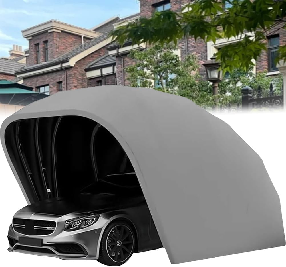 Toldo para cochera 5,5 x 2,5 x 2,3 m - Acero inoxidable y tejido impermeable - Sistema semiautomático hidráulico - Refugio plegable exterior