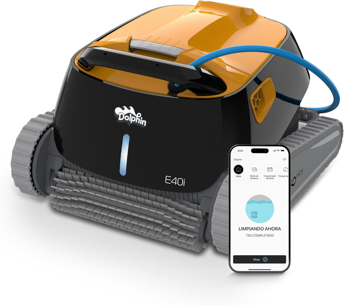 Dolphin E40i robot limpiafondos piscina - Para piscinas enterradas hasta 12 m - Limpieza de fondo paredes y línea de flotación - Control mediante app y funcionamiento automático