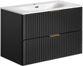 PIASKI ADEL Black mueble de lavabo 80 cm - Madera negra 80 x 46 x 57 cm - Sistema de cierre suave - Mueble suspendido para lavabo empotrado o encimera