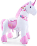 PonyCycle Unicornio Rosa Modelo U402 Juguete Montable con Ruedas y Frenado para Niños de 4 a 7 Años