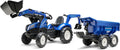 FALK retroexcavadora de pedales New Holland para niños excavadora frontal y trasera remolque basculante asiento giratorio fabricado en Francia 3 anos