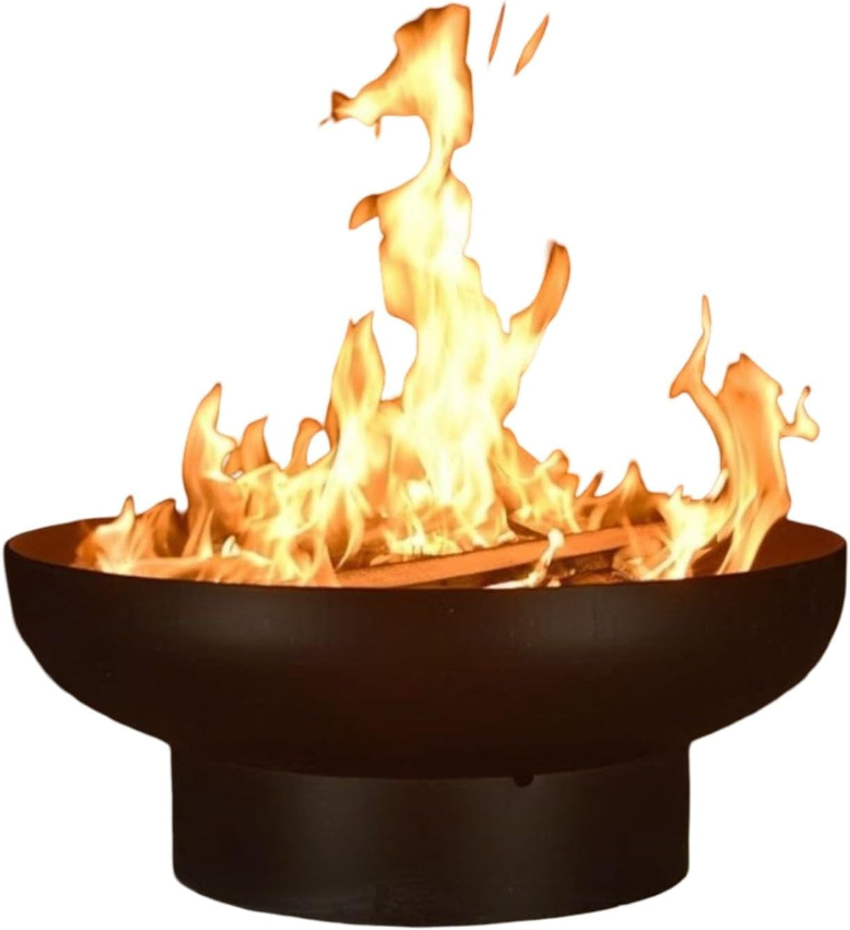 Hoguera redonda de leña - Acero inoxidable negro resistente al calor - Tamaños de 50 60 y 80 cm - Para patio camping reuniones y barbacoa