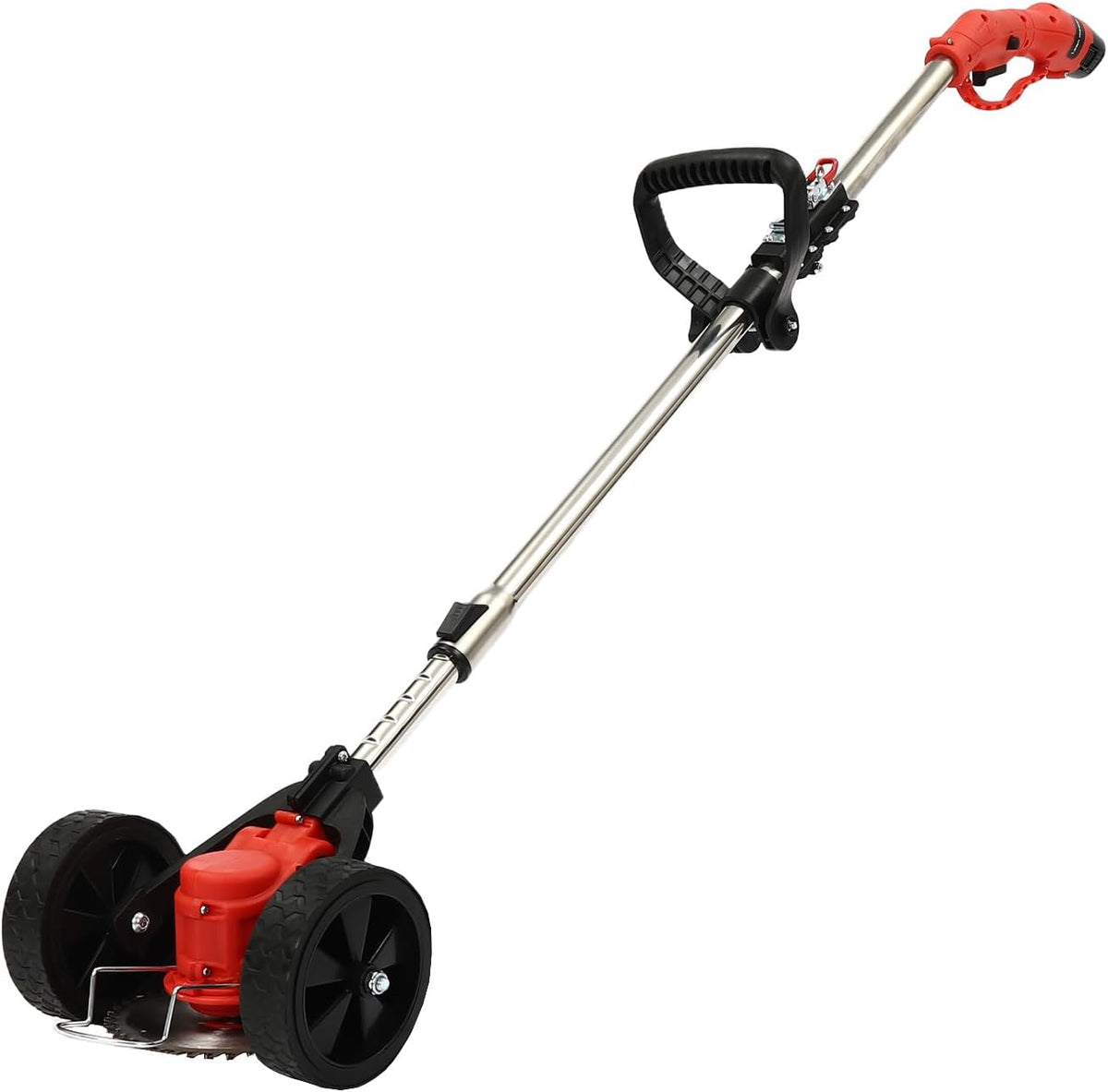Recortadora inalámbrica 18000 rpm - Motor 200 W y ancho de corte 10,2 cm - 3 tipos de cuchillas con mango telescópico - Batería recargable para jardín rojo