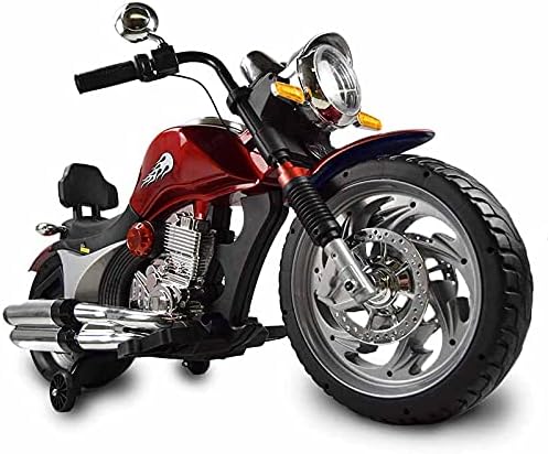 Moto eléctrica infantil 120 x 52 x 71 cm roja - batería 12 V luces LED música USB MP3 - chopper 3 a 7 años