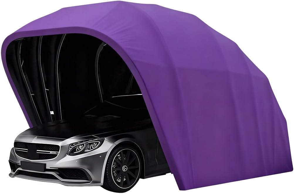 Toldo resistente para cochera 5,5 x 2,5 x 2,3 m - Acero inoxidable y tela Oxford 600D - Sistema semiautomático plegable - Refugio portátil para vehículos