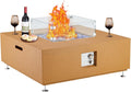 Mesa de fuego a propano de 56 pulgadas - Potencia de 50000 BTU con encendido piezoeléctrico - Cubo de hielo y protector de viento de cristal - Para patio jardín y terraza