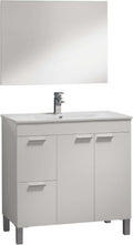 Sabela mueble de baño 80 x 80 x 45 cm - Lavabo PMMA y acabado blanco brillo - 2 cajones y 2 puertas - Mueble moderno para almacenamiento y zona de aseo