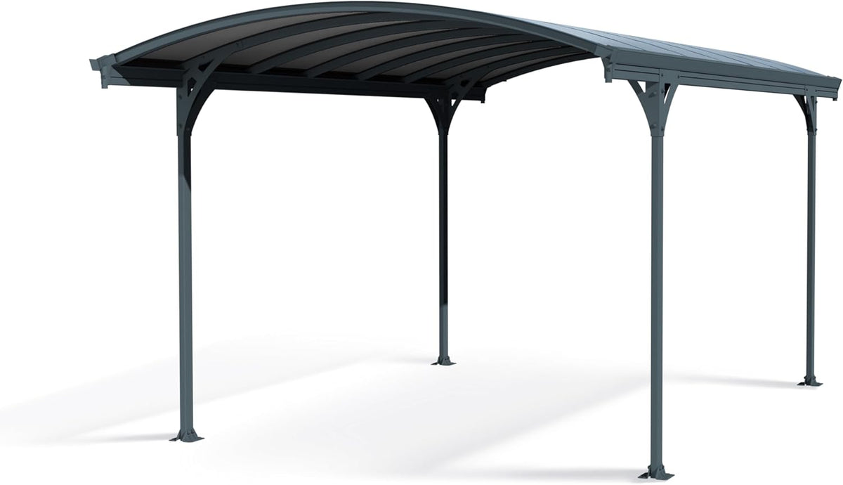 Palram Vitoria 5000 Carport de aluminio gris - Estructura de 5,01 x 2,74 x 1,83 m - Protección UV para uso exterior durante todo el año - Diseño robusto con montaje