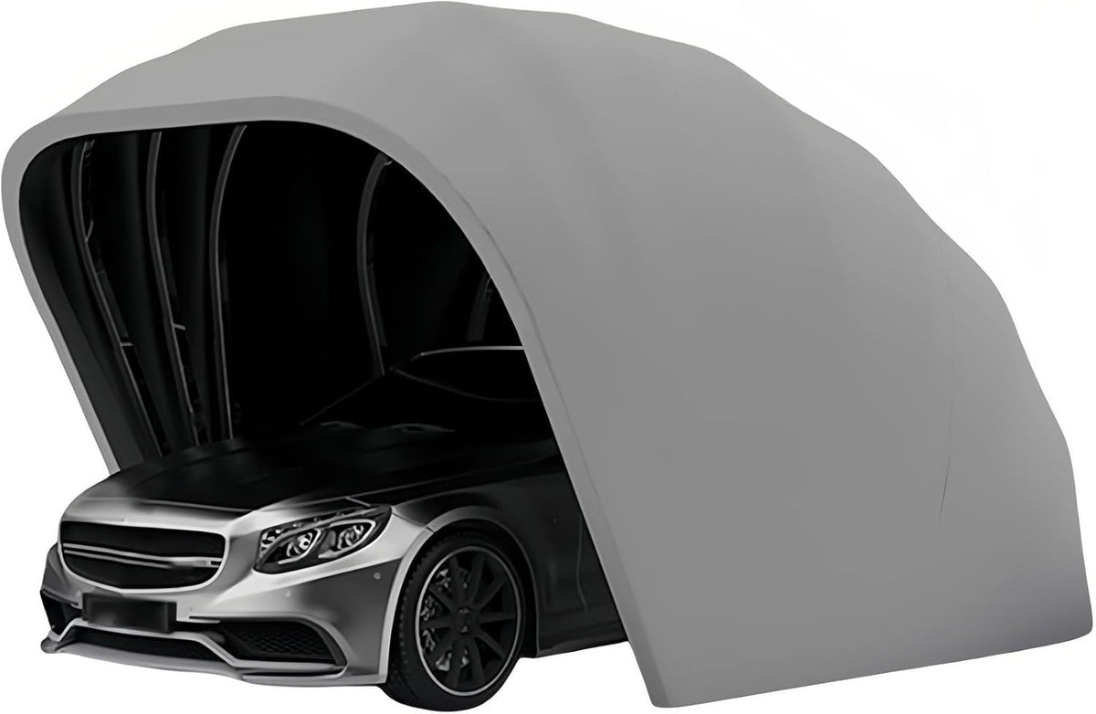 Toldo plegable móvil para cochera - Acero inoxidable y tejido impermeable - Sistema semiautomático con cerradura - Protección exterior para vehículos