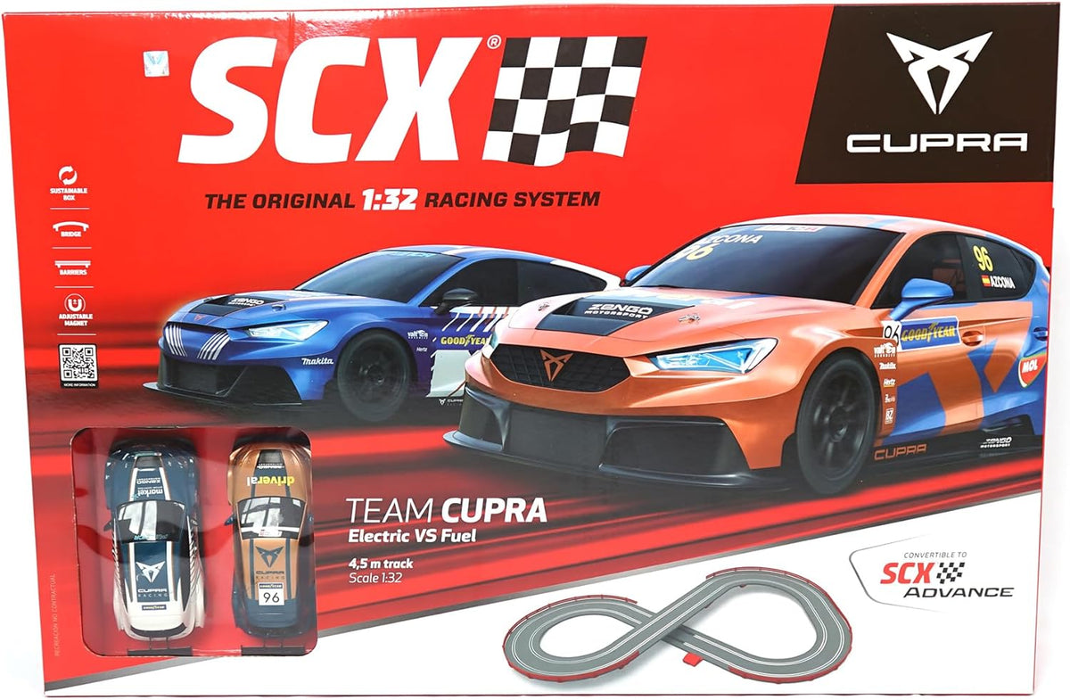 Seat Cupra 1 32 circuito de carreras SCX Scalextric pista electrica 1 32 coche slot multicolor sistema alimentacion cable plastico metal 66x45x12 cm