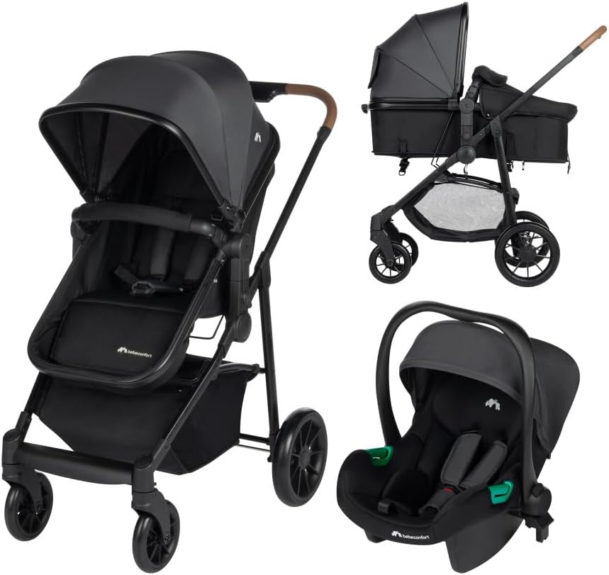 Bebeconfort Haze Trio cochecito bebé 3 en 1 - Desde nacimiento hasta 4 años y 22 kg - Asiento 2 en 1 reversible con silla i Size - Plegable Tinted Grey con cesta amplia