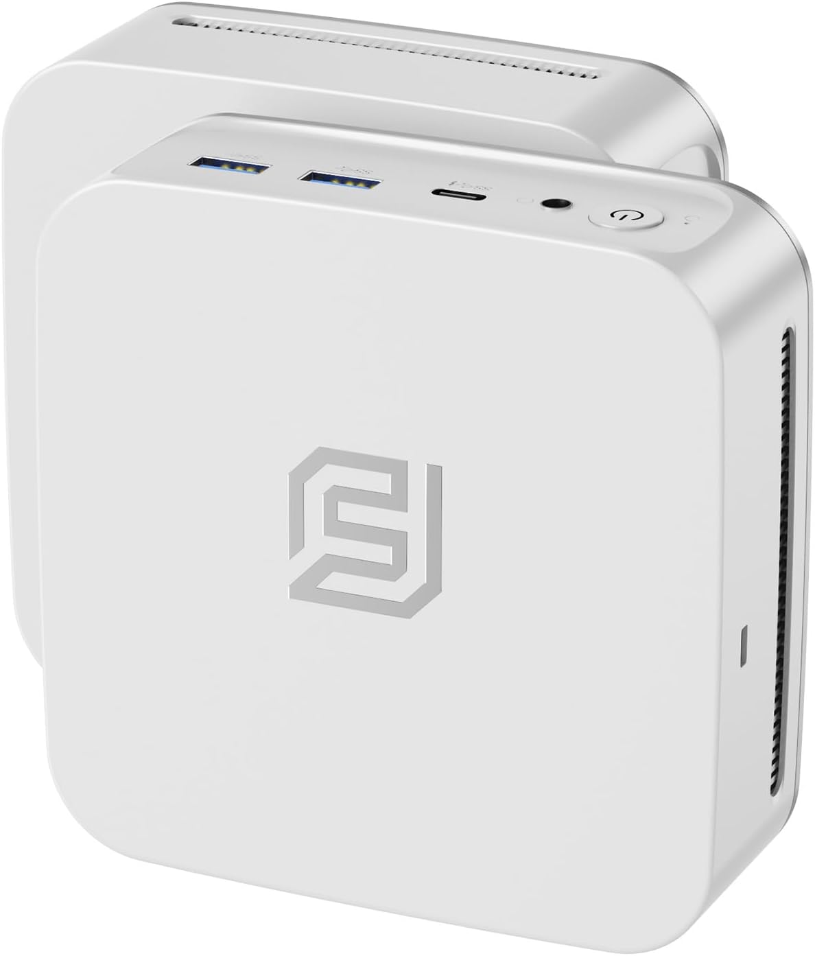 Mini PC Laptop Windows 11 Pro Ordenador de Sobremesa N95 16GB RAM SSD 512GB HDMI DisplayPort Dual RJ45 WiFi Bluetooth 4K Blanco PC Compacto Profesional