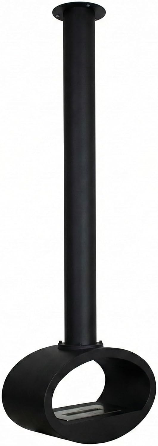 Frankystar Nerone chimenea suspendida de doble cara - Potencia estimada 2000 a 4000 W - Para espacios de 20 a 35 m2 - Acero negro 65 x 40 x 220 cm para interior
