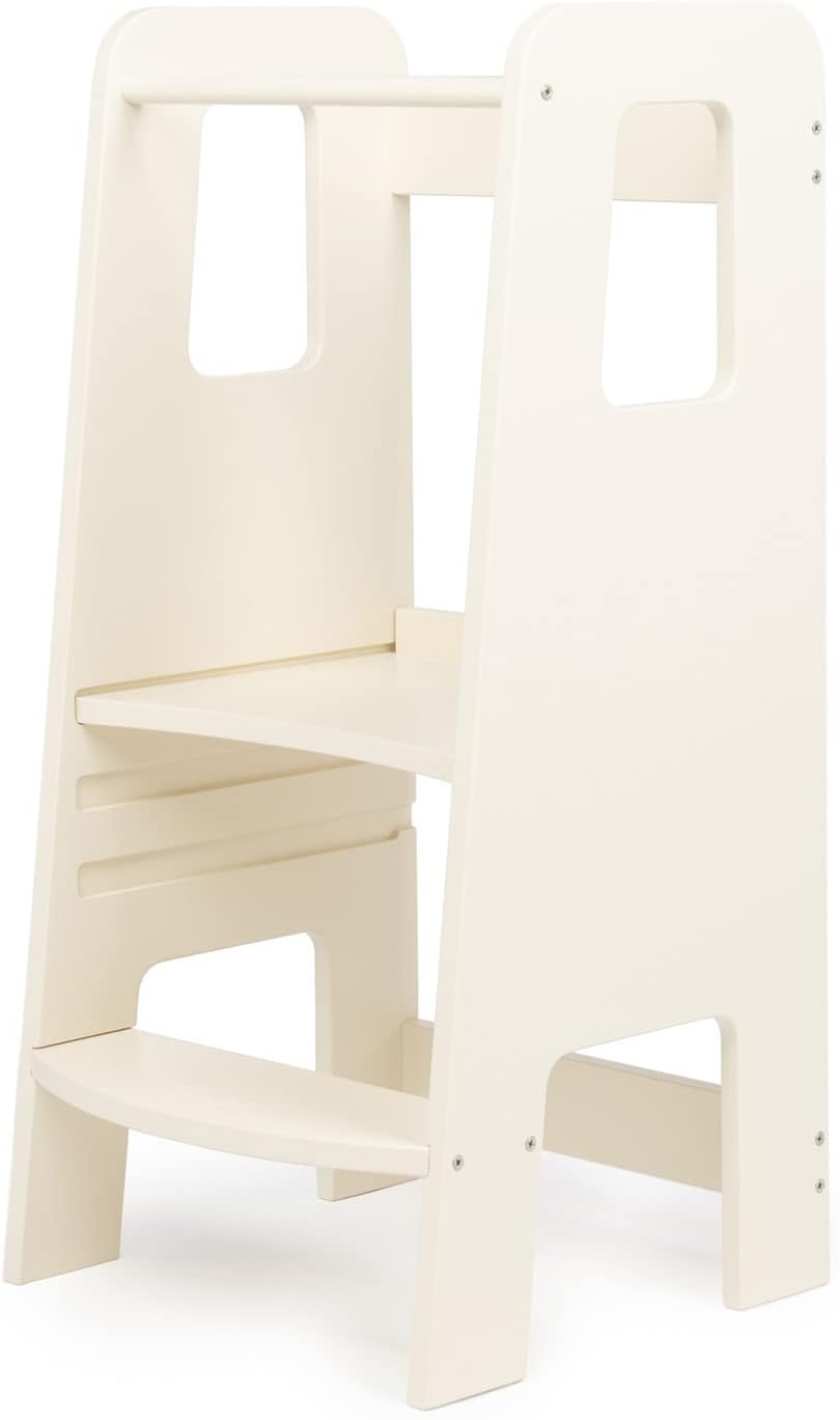 Torre de aprendizaje Montessori 38,5 x 40,5 x 86 cm - madera blanco lacado lavable - hasta 70 kg