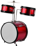 ERYUE Batería Musical Infantil 3 Piezas con Taburete Ajustable Instrumento Percusión Educativo Rojo