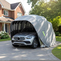 Cochera plegable con cerradura 5,5 o 5,9 m - Tela Oxford 600D y acero inoxidable - Resistente a lluvia nieve sol y viento - Garaje móvil gris para coche y moto