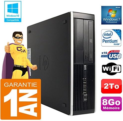 HP Compaq 8300 SFF Pentium G850 8GB RAM 2TB HDD DVD WiFi Windows 7 PC Reacondicionado Oficina Profesional Hogar Estable - HP Compaq 8300 G850 2TB DVD WiFi - Ordenador de Sobremesa para Trabajo y Uso Profesional