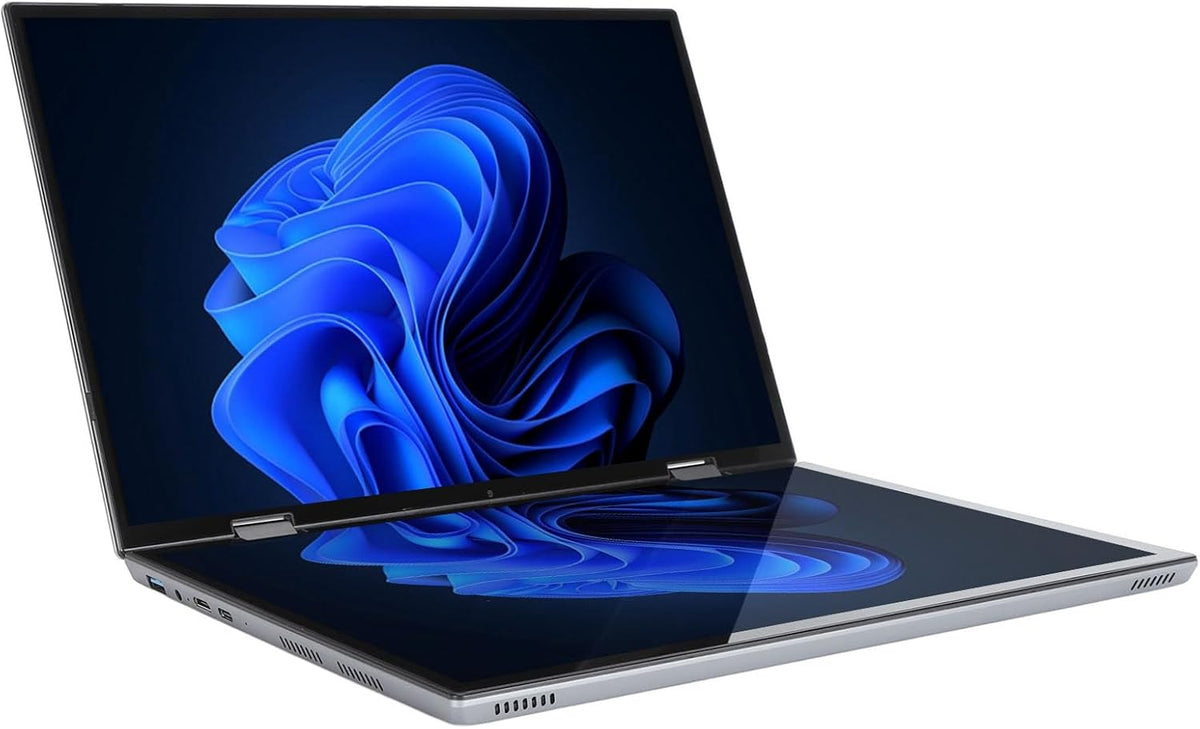 Asixxsix Ordenador Portatil Pantalla Dual 14 Pulgadas 16GB DDR4 1TB SSD Pantalla HD 2240x1440 Tactil 2 en 1 360 Grados Teclado Virtual Laptop Convertible - Portatil Innovador Pantalla Dual - Ordenador para Trabajo Creativo y Multitarea