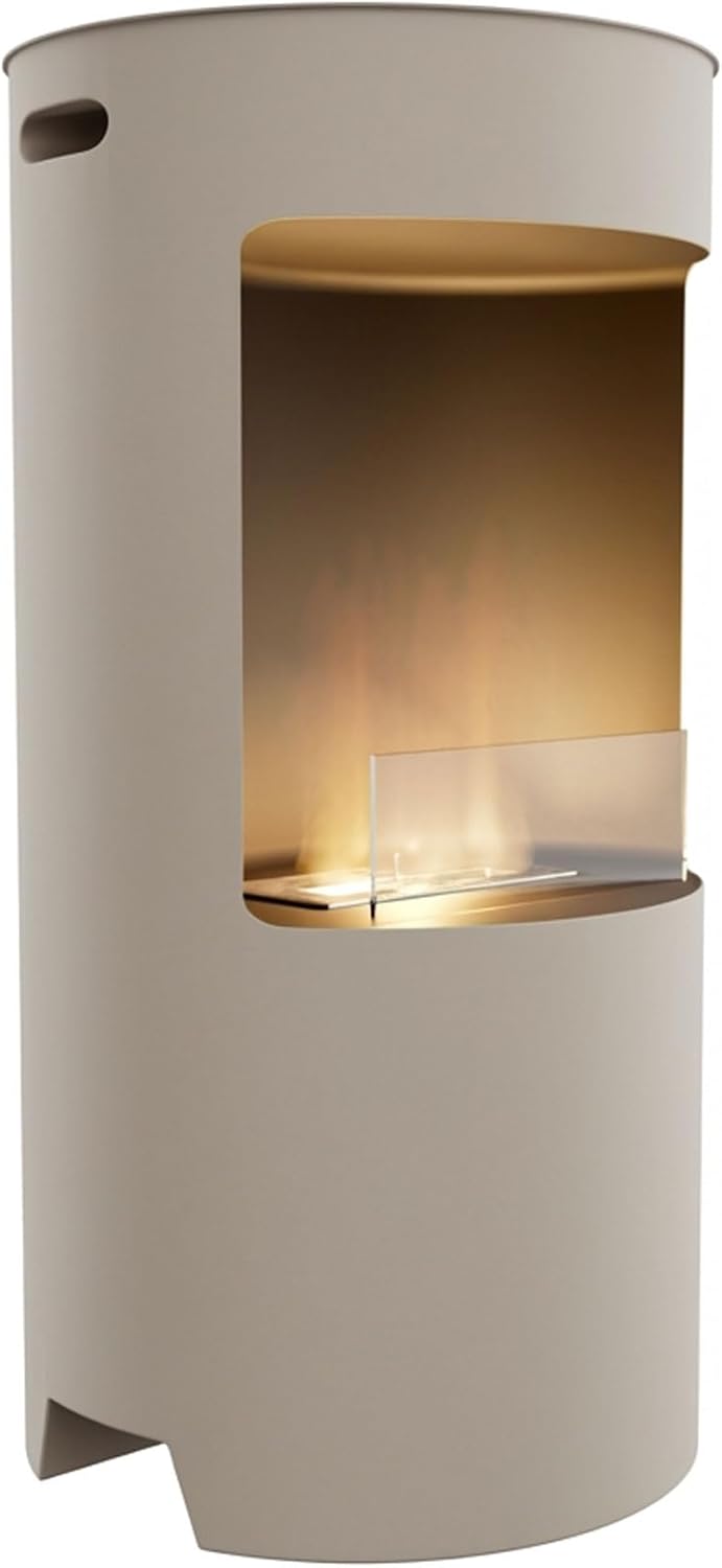 Frankystar Giulio Cesare Chimenea de suelo - Acero aleado color tórtola de 40 x 40 x 80 cm - Diseño decorativo para interior - Formato vertical con combustible