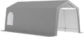 Outsunny Cobertizo garaje exterior - Polietileno gris de 3 x 5,97 x 2,57 m - Marco de acero galvanizado impermeable - Puerta enrollable para motos bicicletas y herramientas