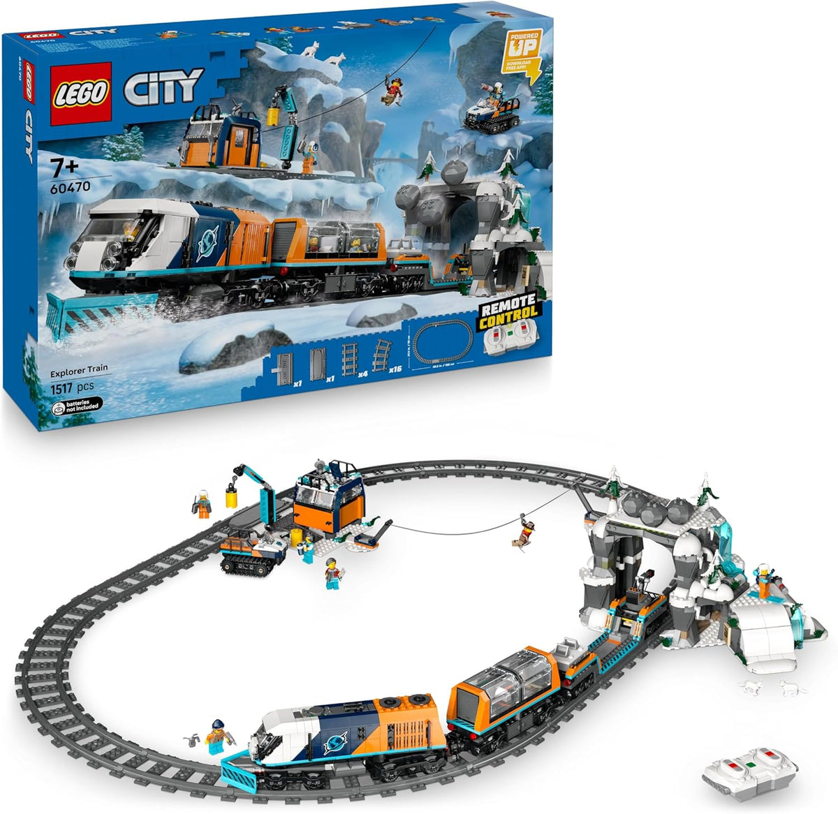 LEGO City Tren Expreso Polar Ártico exploradores tren teledirigido con vías minifiguras 60470 set ferroviario de aventura