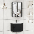 Conjunto de lavabo esquinero - Aluminio con recubrimiento resistente a la humedad - Armario con espejo y cierre suave - Instalación mural para espacios pequeños