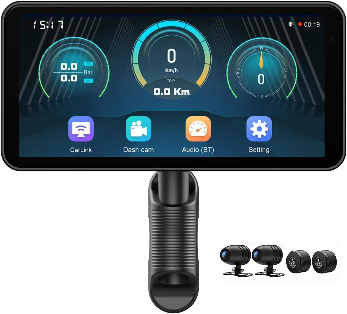 Cámara Motocicleta GPS 6.25 Pulgadas CarPlay Android Auto Inalámbrico Impermeable Sistema Navegación Moto Pantalla Multifuncional Grabación - Cámara Moto GPS 6.25 Pulgadas CarPlay Android Auto - Sistema de Navegación y Grabación para Motocicleta