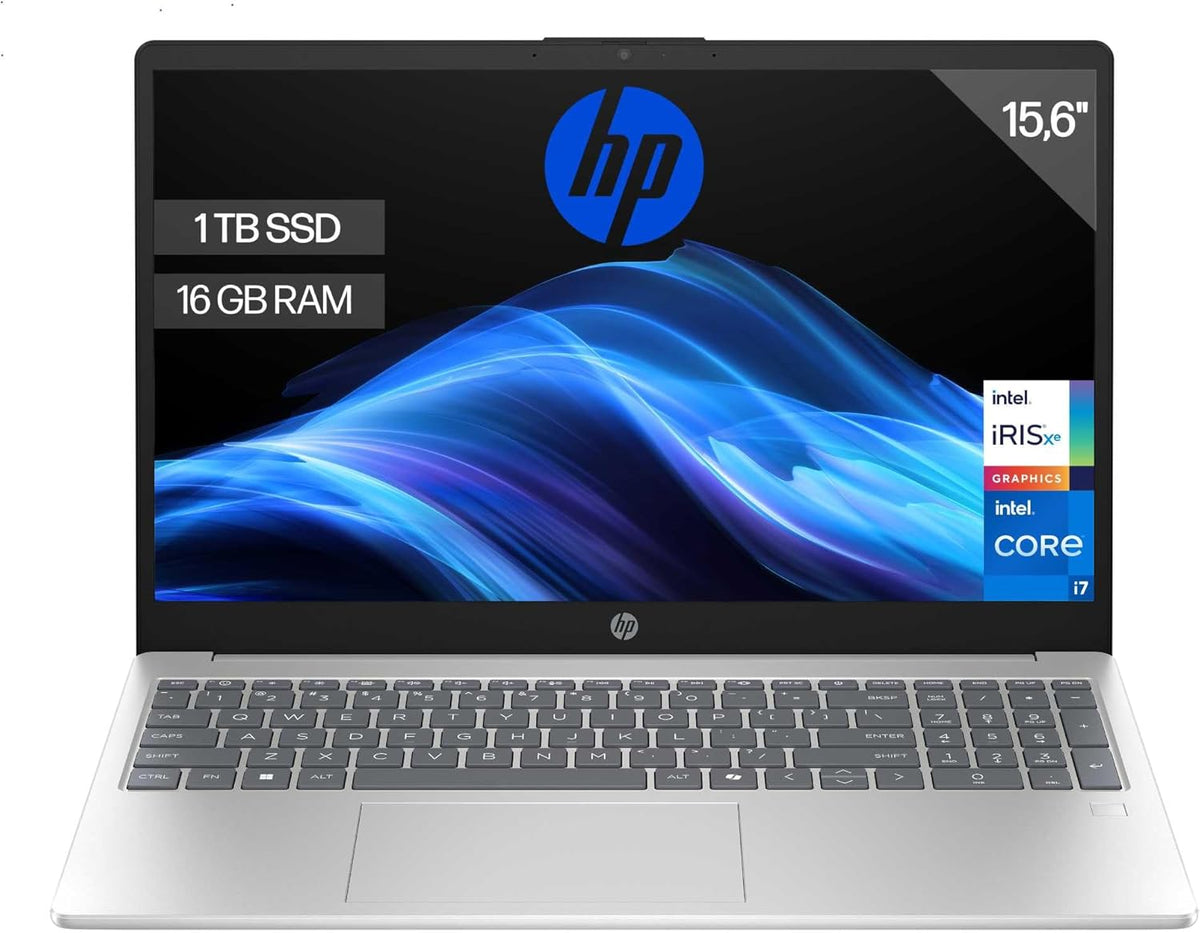 HP 15 fd0373ns Ordenador Portatil 156 Pulgadas FHD Intel Core i7 1355U 16GB RAM 1TB SSD Intel Iris Xe Windows 11 Sin Sistema Operativo Laptop Profesional - Portatil de Alto Rendimiento - Ordenador para Trabajo y Estudio Avanzado