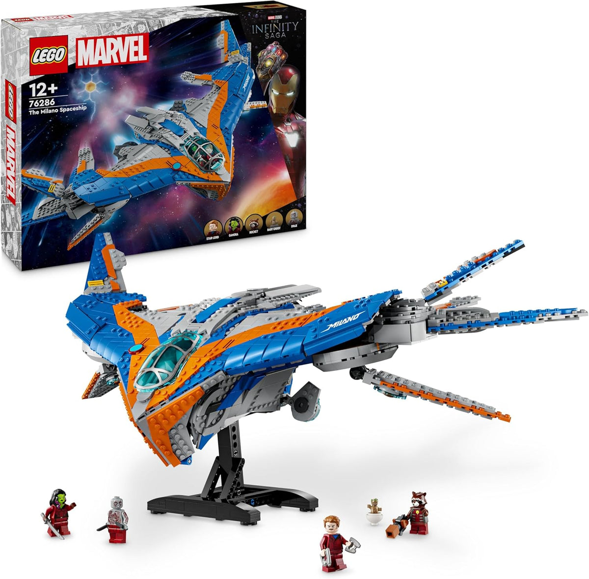 Nave espacial La Milano Marvel - 2090 piezas plástico multicolor - 4 minifiguras y figura Groot