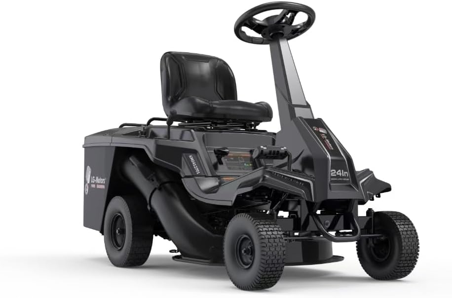 KM0412701 Tractor cortacésped a gasolina - Motor de 4 tiempos 224 cc y 8 CV - Encendido electrónico para mantenimiento de césped - Funcionamiento automático con estructura metálica negra