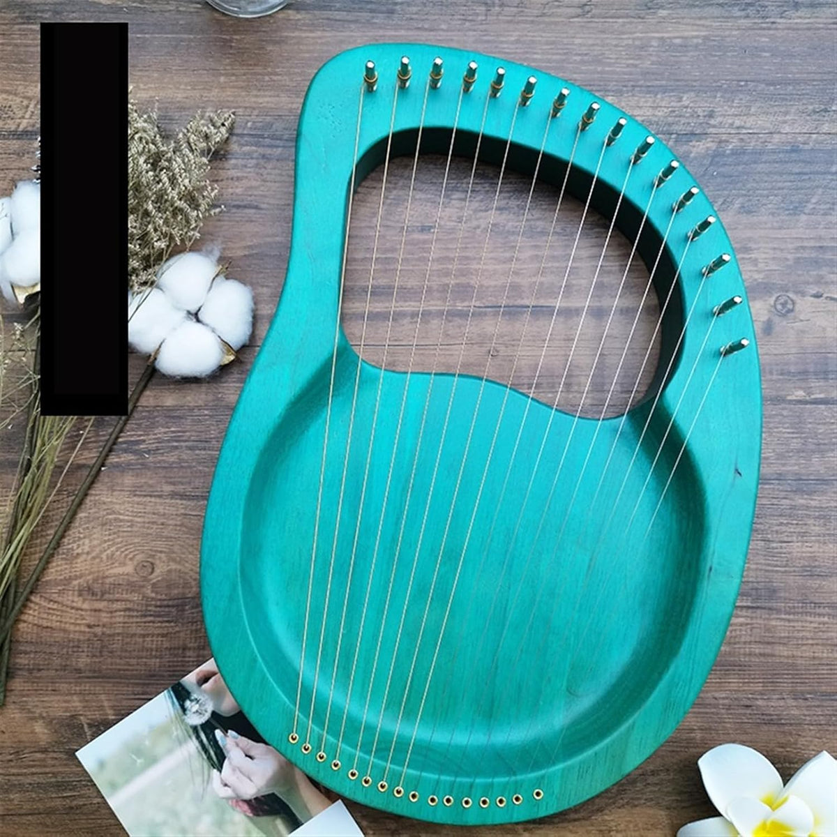 Arpa de Madera de Caoba 16 Cuerdas Instrumento Musical Lira Portátil para Principiantes