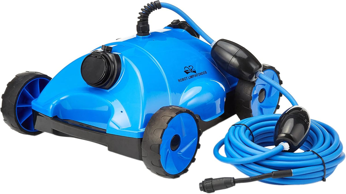 Productos QP 500351AZ Bluek Limpiafondos eléctrico - Para piscinas y spas con cable de 15 m - Alta capacidad de filtración y rendimiento eficiente - Control remoto y peso de 9 kg