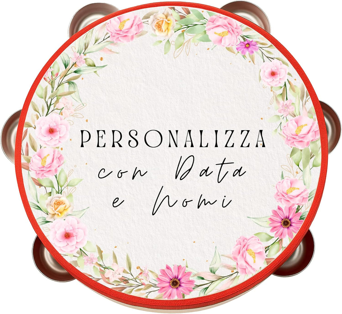 Pandereta Personalizada 18 cm Jardín Sonoro Regalo para Bodas Eventos Ocasiones Especiales Decorativa